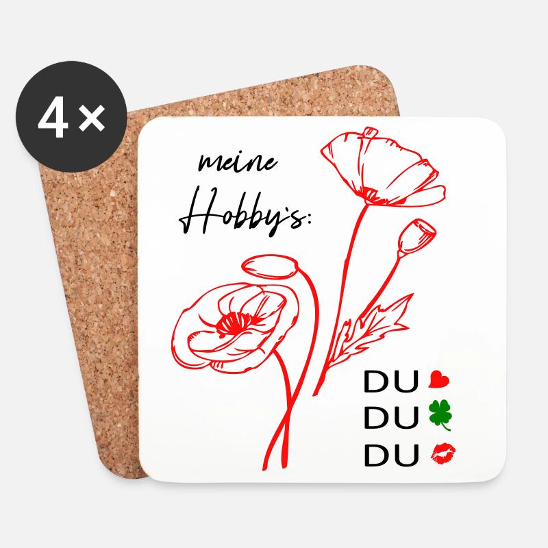 meine Hobbys sind Du, Love - Untersetzer (4er-Set) - Weiß