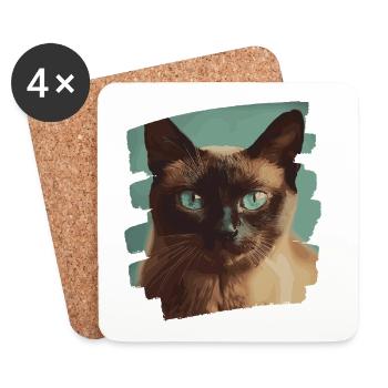 Burmese Burma Cat Retro - Coasters (set of 4) - white - Front