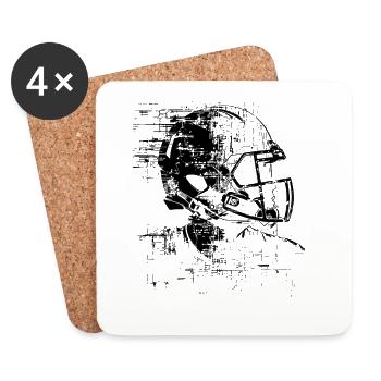 Football Helmet - Coasters (set of 4) - white - Front