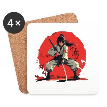 Katana Swordswoman Design - Coasters (set of 4) - white - Front