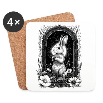 Bohemian Boho Hase Hasenmotiv Frühling Cottagecore - Untersetzer (4er-Set) - Weiß - Vorne