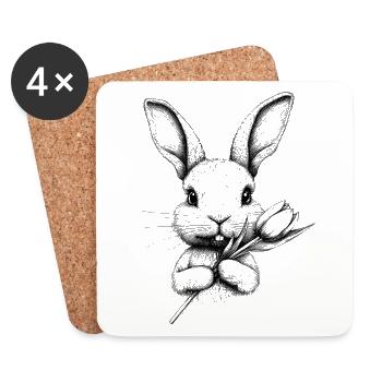 Hase Blume Blumenhase Cottagecore Ostern Frühling - Untersetzer (4er-Set) - Weiß - Vorne