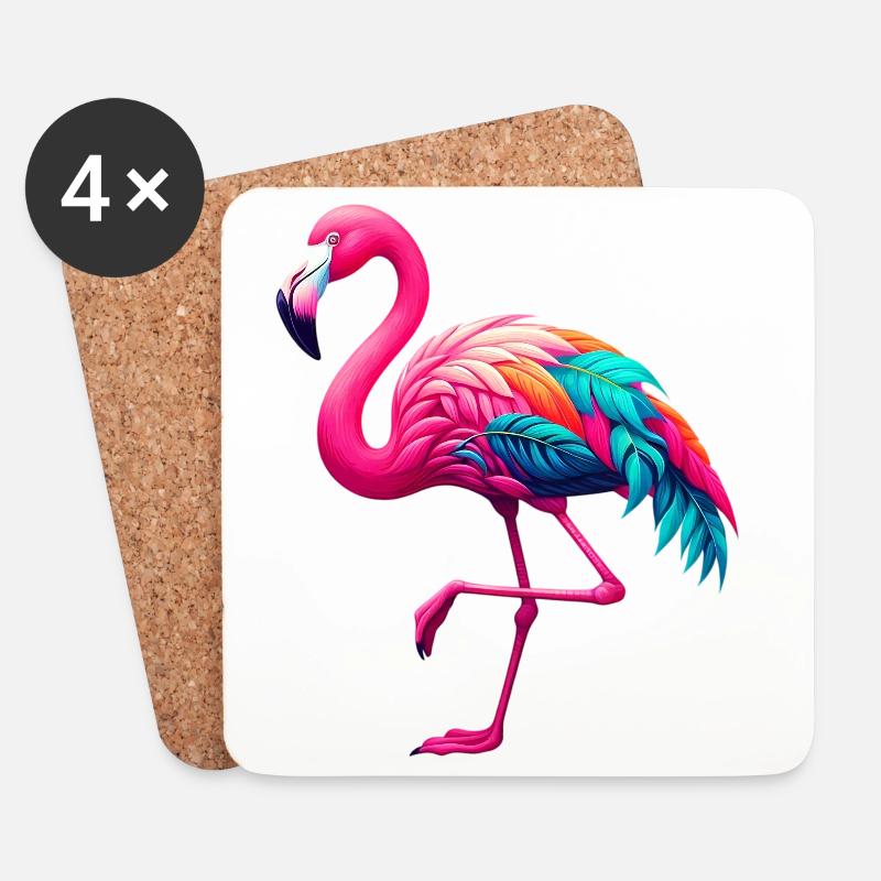 Flamingo - Untersetzer (4er-Set) - Weiß