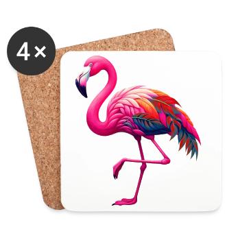 Flamant - Dessous de verre (lot de 4) - blanc - Devant