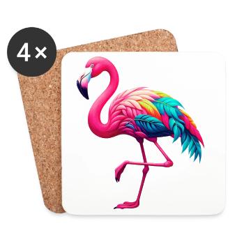 Flamant - Dessous de verre (lot de 4) - blanc - Devant