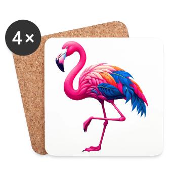 Flamant - Dessous de verre (lot de 4) - blanc - Devant