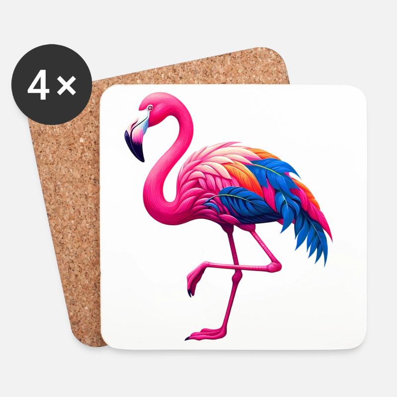 Flamingo - Untersetzer (4er-Set) - Weiß