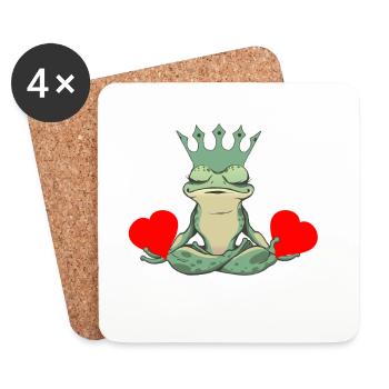 Grenouille de la Saint-Valentin Grenouilles Coeur Crapaud Roi - Dessous de verre (lot de 4) - blanc - Devant