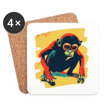 Monkey - Coasters (set of 4) - white - Front
