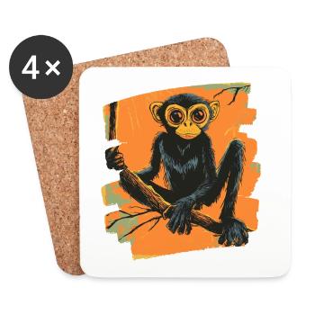 Singe araignée rétro - Dessous de verre (lot de 4) - blanc - Devant