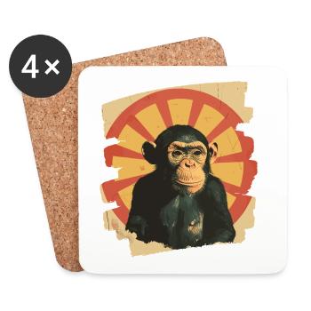 Singe - Dessous de verre (lot de 4) - blanc - Devant