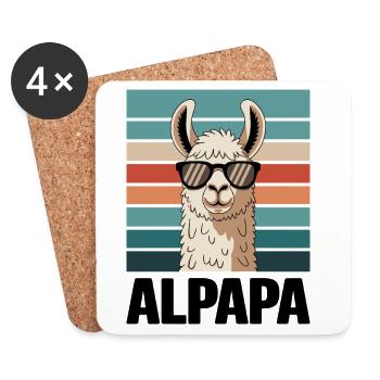 Dad Alpaca Dad Funny Llama Father's Day Gift - Coasters (set of 4) - white - Front