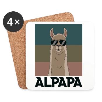 Dad Alpaca Dad Funny Llama Father's Day Gift - Coasters (set of 4) - white - Front