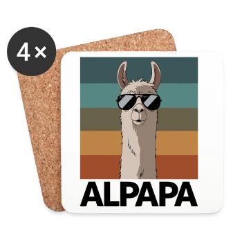 Dad Alpaca Dad Funny Llama Father's Day Gift - Coasters (set of 4) - white - Front