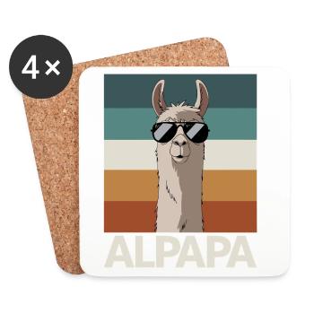 Dad Alpaca Dad Funny Llama Father's Day Gift - Coasters (set of 4) - white - Front