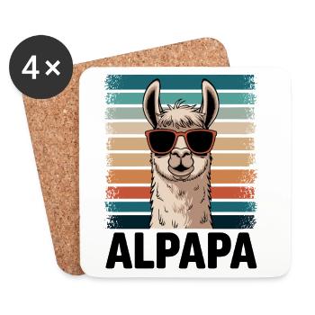 Dad Alpaca Dad Funny Llama Father's Day Gift - Coasters (set of 4) - white - Front