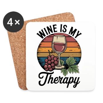 Le vin est ma tenue de verre à vin thérapeutique pour - Dessous de verre (lot de 4) - blanc - Devant