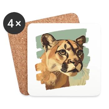 Lion from mountain Retro - Untersetzer (4er-Set) - Weiß - Vorne