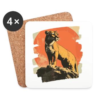 Lion from mountain Retro - Coasters (set of 4) - white - Front