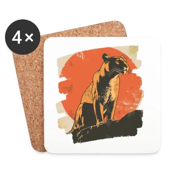 Lion from mountain Retro - Coasters (set of 4) - white - Front