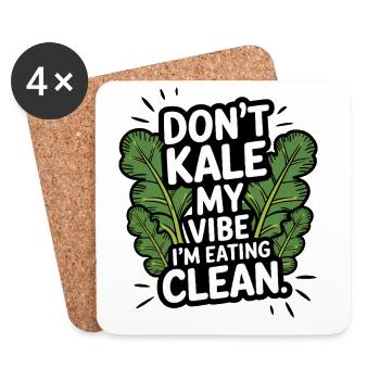 Don't Kale My Vibe Shirt | Lustiges veganes Design - Untersetzer (4er-Set) - Weiß - Vorne