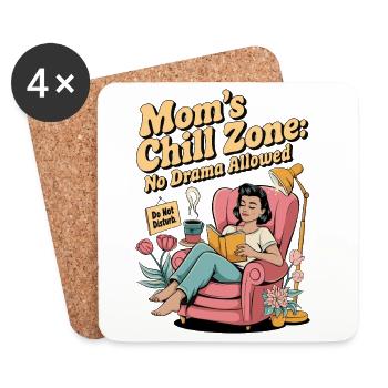 Mom's Chill Zone Shirt | No Drama Allowed - Coasters (set of 4) - white - Front