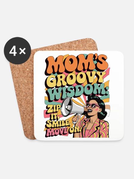 Mamas groovige Weisheit Lustiges Retro-Geschenk - Untersetzer (4er-Set) - Weiß