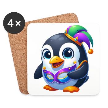 Cute Mardi Gras Penguin Disguise Carnival - Coasters (set of 4) - white - Front