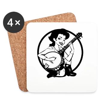 Look de bande dessinée de joueur de banjo - Dessous de verre (lot de 4) - blanc - Devant