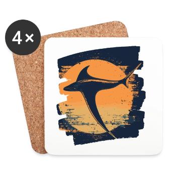 Manta Rays Retro - Coasters (set of 4) - white - Front