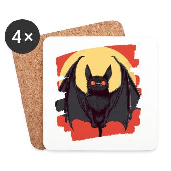 Chauve-souris rétro - Dessous de verre (lot de 4) - blanc - Devant