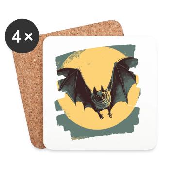 Chauve-souris rétro - Dessous de verre (lot de 4) - blanc - Devant