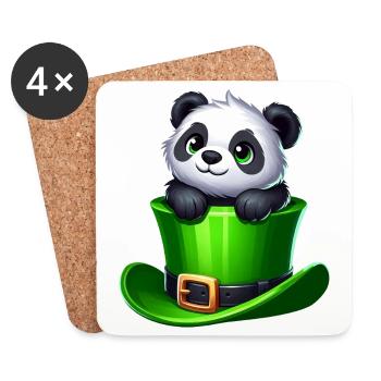 Saint-Patrick Panda Cylindre Trèfle - Dessous de verre (lot de 4) - blanc - Devant