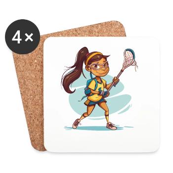 Cartoon Lacrosse Girl - Coasters (set of 4) - white - Front