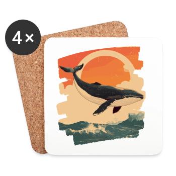 Baleine - Dessous de verre (lot de 4) - blanc - Devant