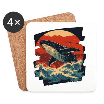 Baleine - Dessous de verre (lot de 4) - blanc - Devant