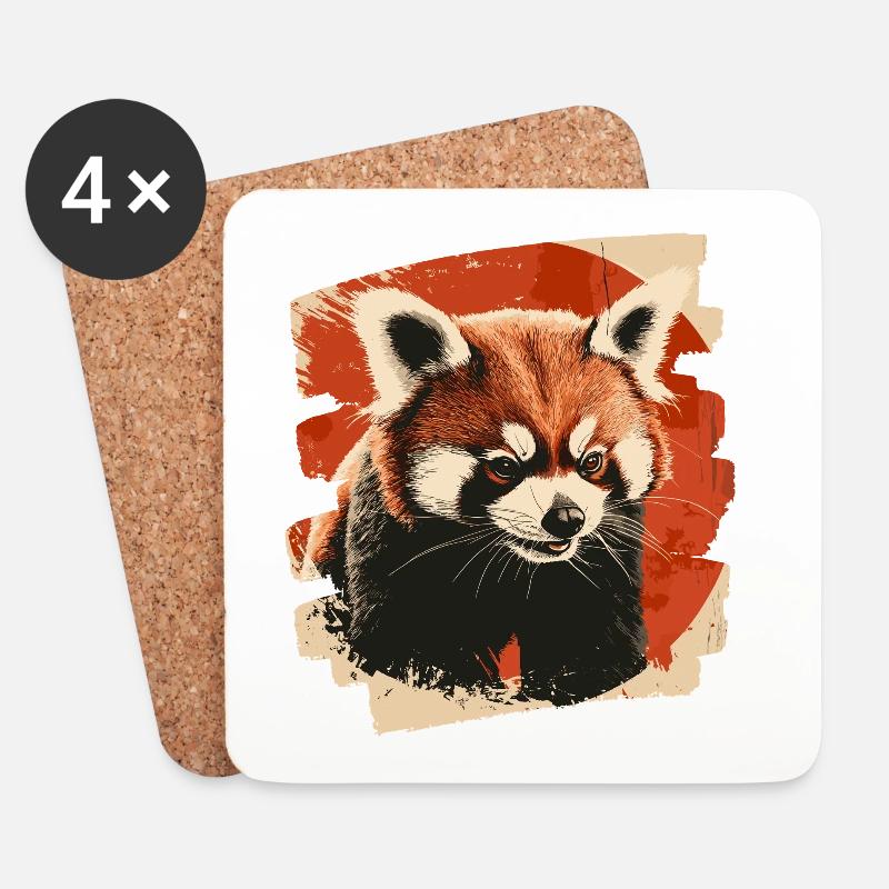 Roter Panda - Untersetzer (4er-Set) - Weiß