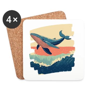 Baleine Rétro - Dessous de verre (lot de 4) - blanc - Devant