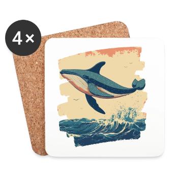 Baleine - Dessous de verre (lot de 4) - blanc - Devant