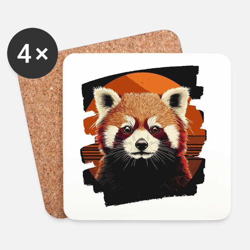 Roter Panda - Untersetzer (4er-Set) - Weiß