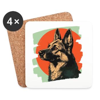 Schäferhund - Untersetzer (4er-Set) - Weiß - Vorne