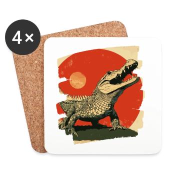 Krokodil Retro - Untersetzer (4er-Set) - Weiß - Vorne
