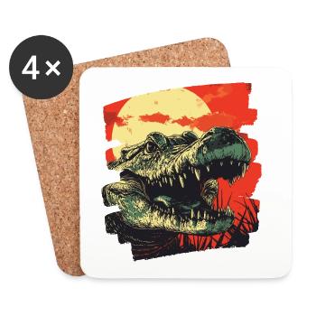 Krokodil Retro - Untersetzer (4er-Set) - Weiß - Vorne