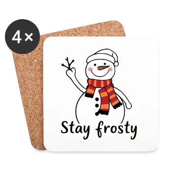 Fröhlicher Schneemann mit rotem Schal - Untersetzer (4er-Set) - Weiß - Vorne