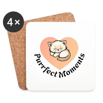 Purrfect Moments Katzenherz Motiv - Untersetzer (4er-Set) - Weiß - Vorne