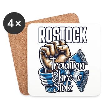 Rostock Fussball Fan-Schal - Untersetzer (4er-Set) - Weiß - Vorne