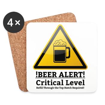 Bier Alarm! Warnzeichen englisch - Untersetzer (4er-Set) - Weiß - Vorne