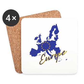 Drapeau de l’Europe, fierté européenne - Dessous de verre (lot de 4) - blanc - Devant