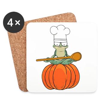 Frog Pumpkin Cooking Cooking Halloween Cooking - Coasters (set of 4) - white - Front