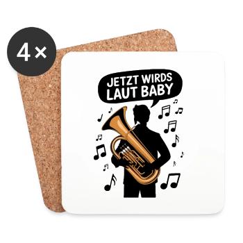 Jetzt Wird's Laut Baby Tuba Musik - Untersetzer (4er-Set) - Weiß - Vorne